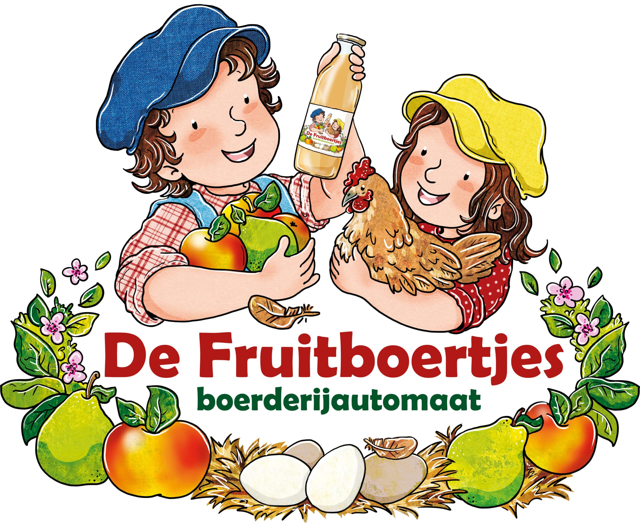 Kinderen met verse producten van De Fruitboertjes