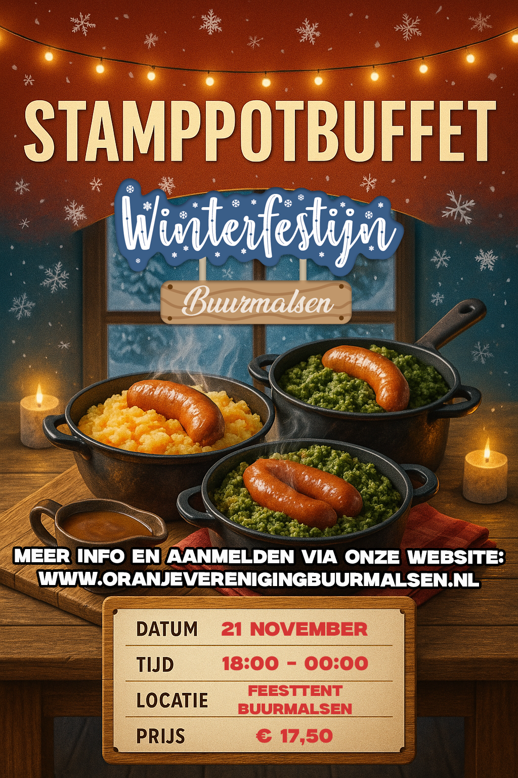 Winterfestijn Stamppotbuffet met worst in Buurmalsen