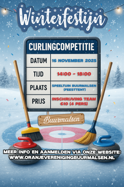 Poster Winterfestijn met curlingcompetitie details